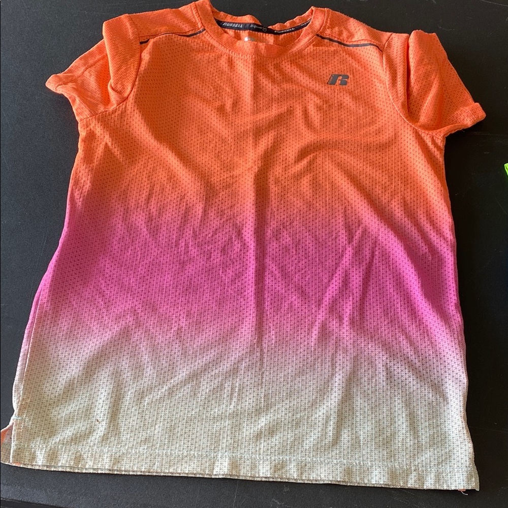 Russell Athletic Orange and Pink Gradient Short Sleeve Tee